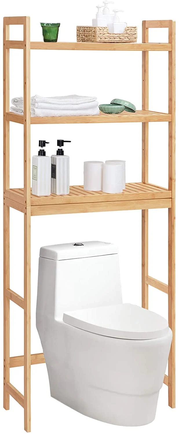Songmics Over-The-Toilet 10.2W x 24.8D x 64.2H 3-Shelf Bath Shelves, Natural