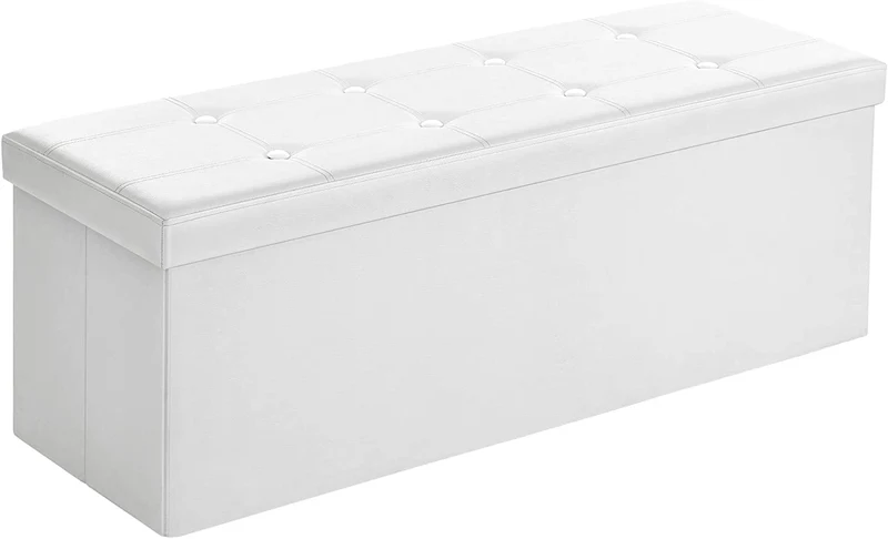 SONGMICS 43 Storage Ottoman Bench Footrest Ottoman with Storage White
