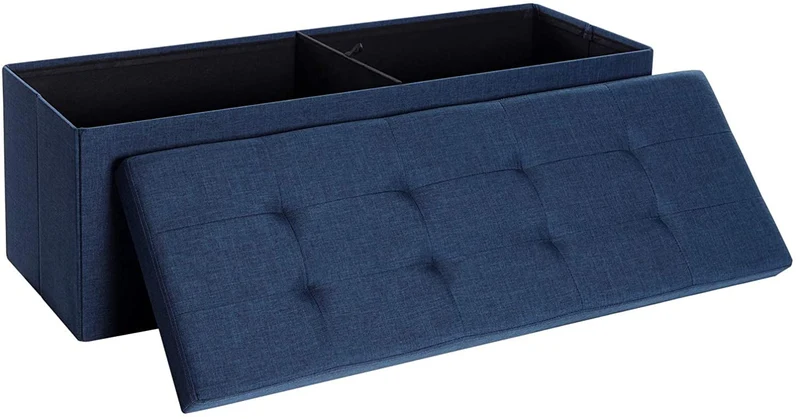 SONGMICS 43 Storage Ottoman Bench Hold up to 660lb Ottoman with Storage Navy Blue