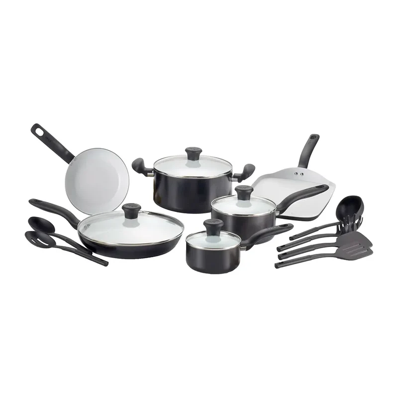 16-Piece Black Non-Stick Ceramic Cookware Set, Oven Safe
