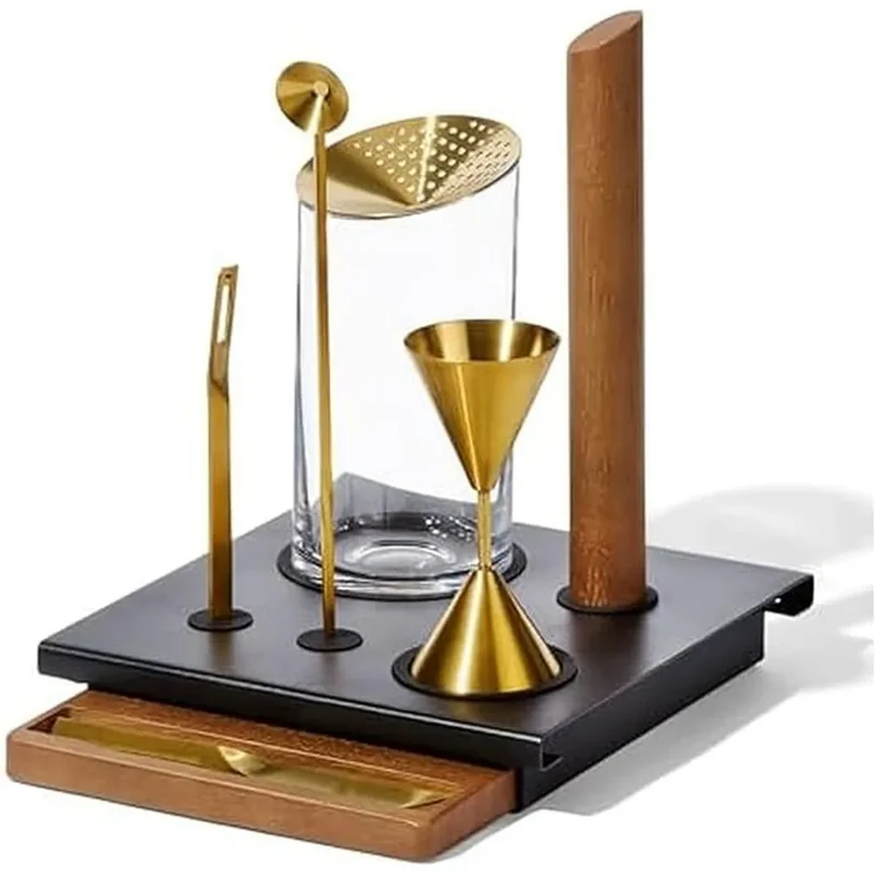 9-Piece Bar Tool Set with Prep Board, Mixing Glass