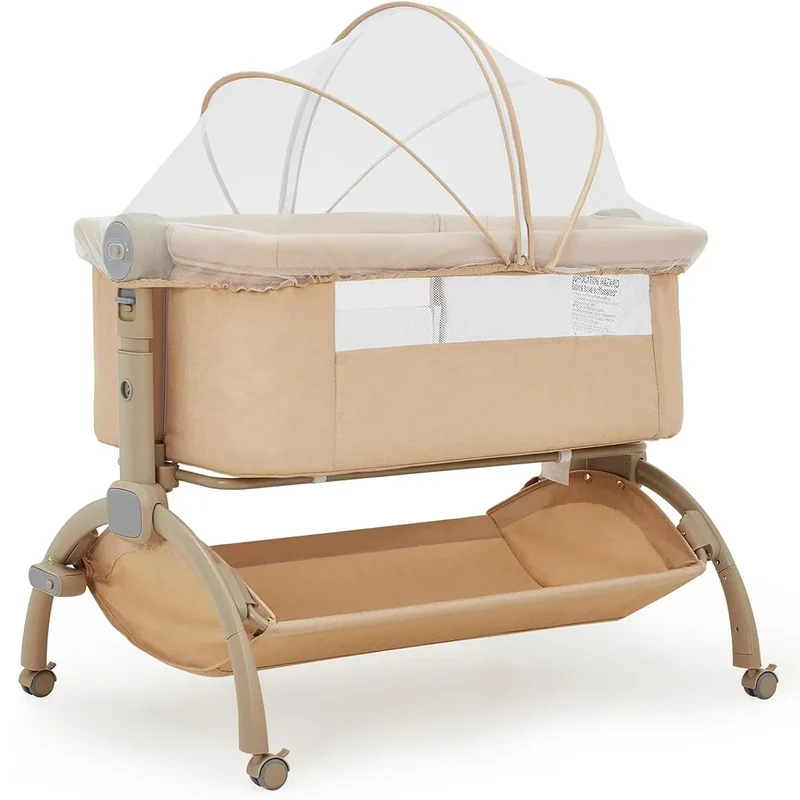 Bedside Bassinet Baby Sleeper, 3-in-1 Co-Sleeper Crib - Beige