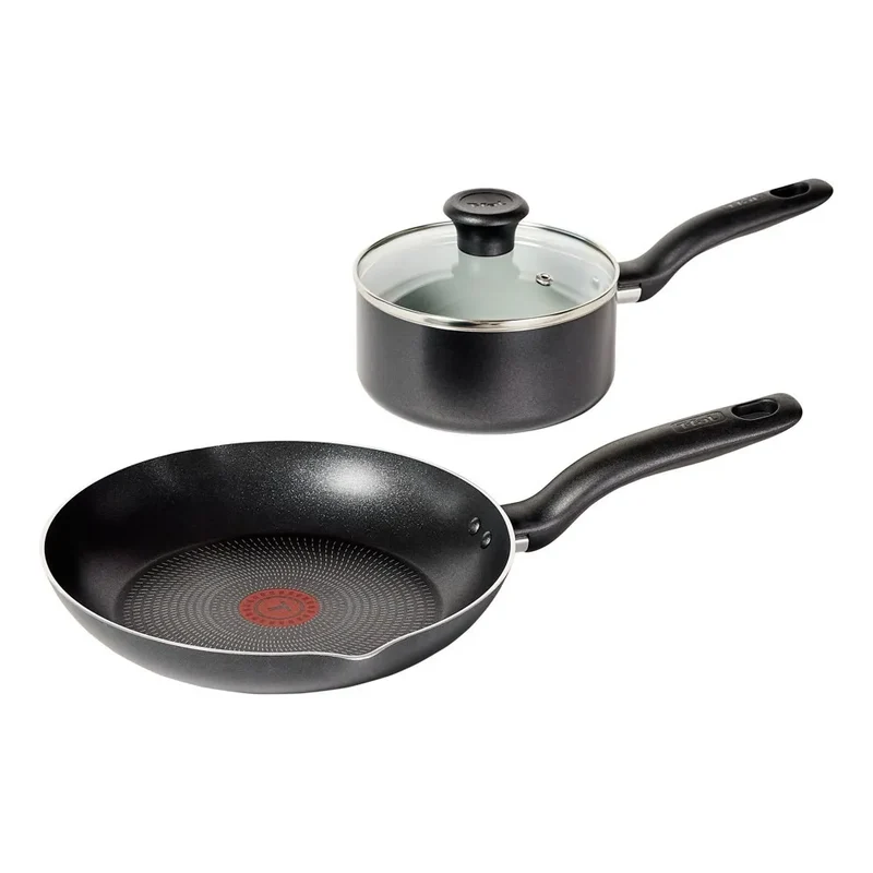 Simply Cook 3pc Nonstick 2qt Sauce Pan with Lid and 10.5" Fry Pan Cookware Set - Black