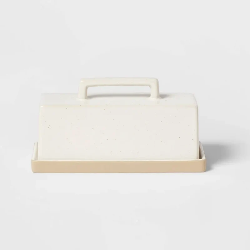 Stoneware Butter Dish - White