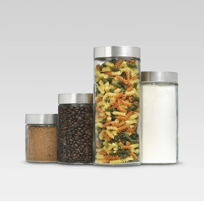 Glass Cylinder Canister Set of 4