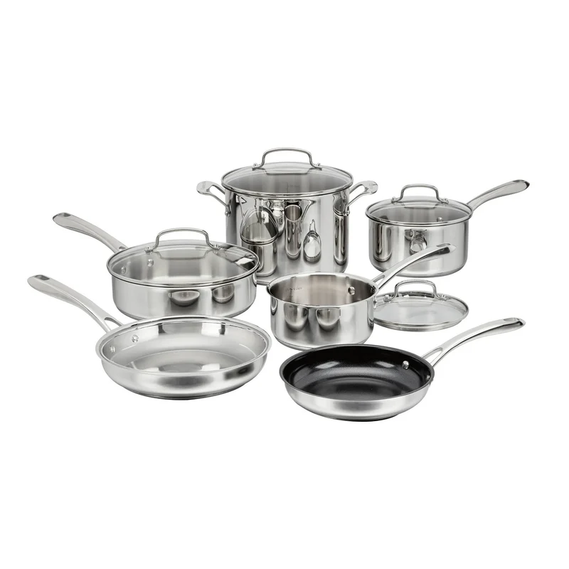 10pc Classic Stainless Steel Cookware Set - Silver