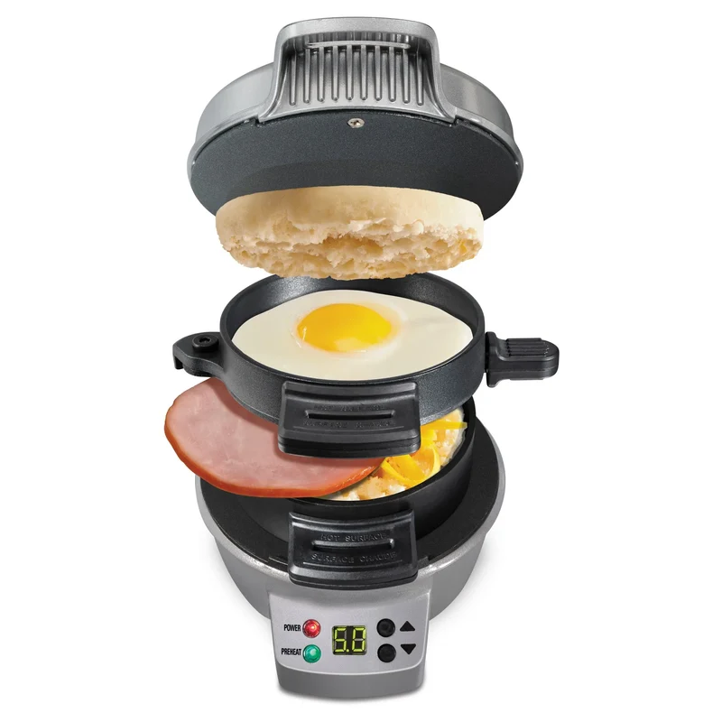 Breakfast Sandwich Maker with Timer - Grey