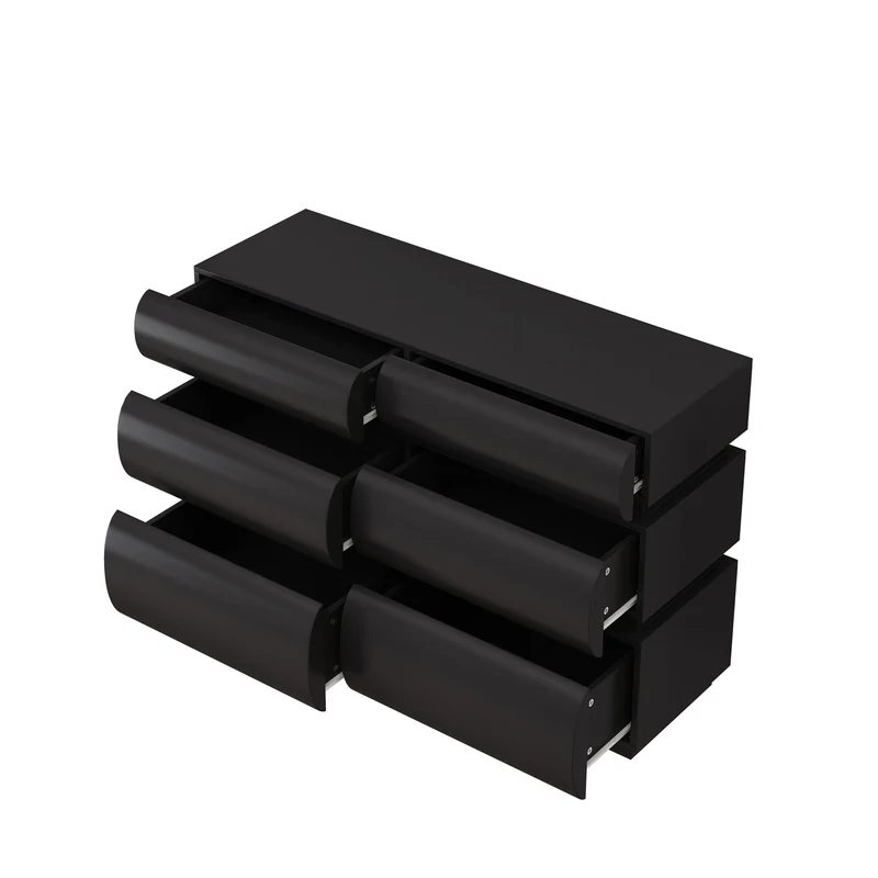 Minimalist Modern 6 Drawer Dresser, Handle Free Design With Wide Storage
