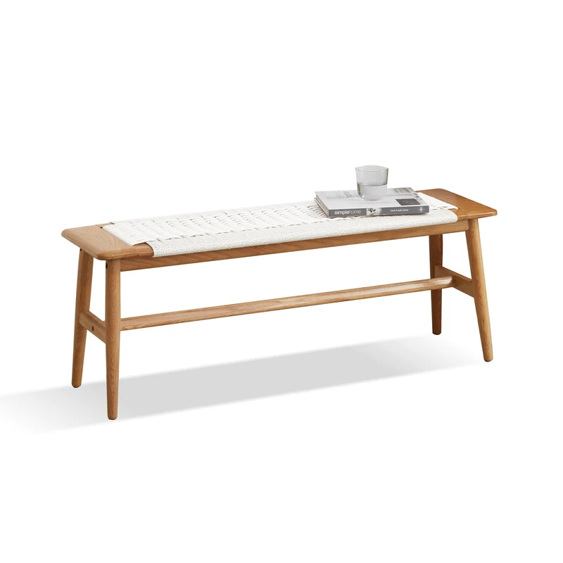 Design Dining Bench Bed Bench for Bedroom - White / Natural Oak