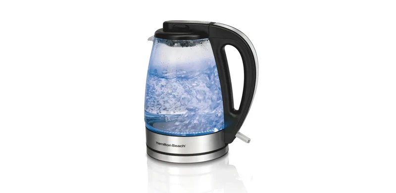 1.7L Illuminated Glass Kettle - 40869: Electric Water Boiler, Overheat Protection, Cordless, LED Indicator