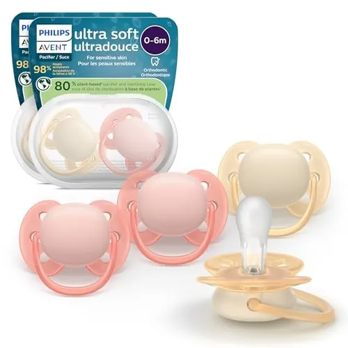 Ultra Soft Pacifiers 0-6m - Sand/Soft Pink