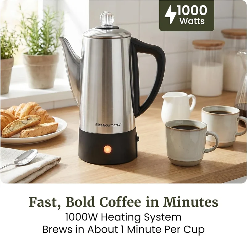 6-Cup Electric Coffee Percolator - Stainless Steel