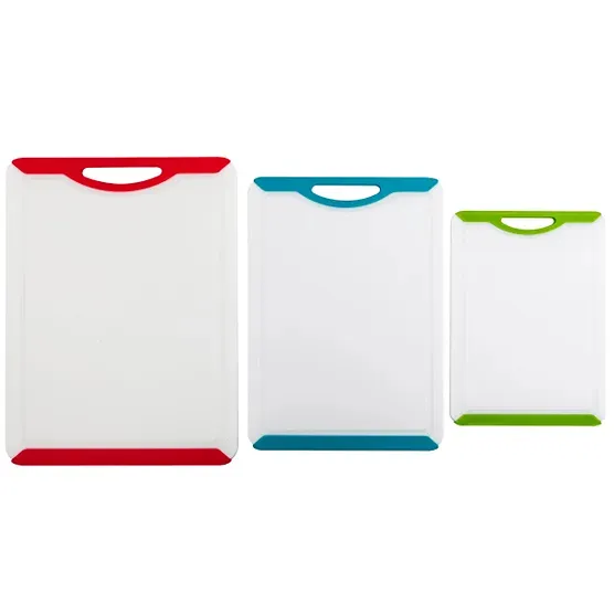 3-Piece Poly Cutting Board Set - Red/Blue/Green