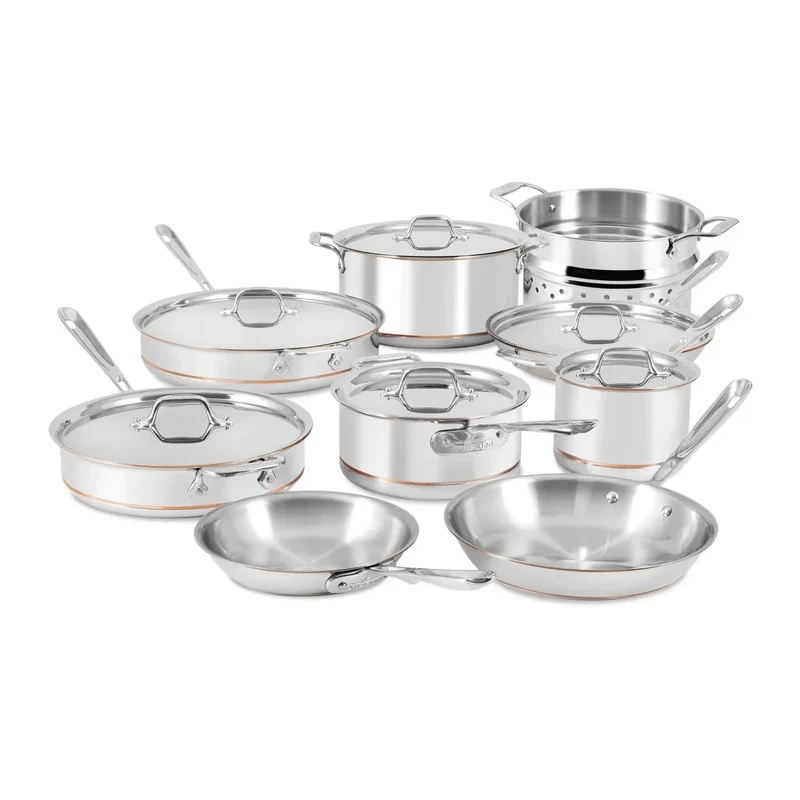 16pcCopper Core 5-Ply Stainless Steel Cookware Set - Silver