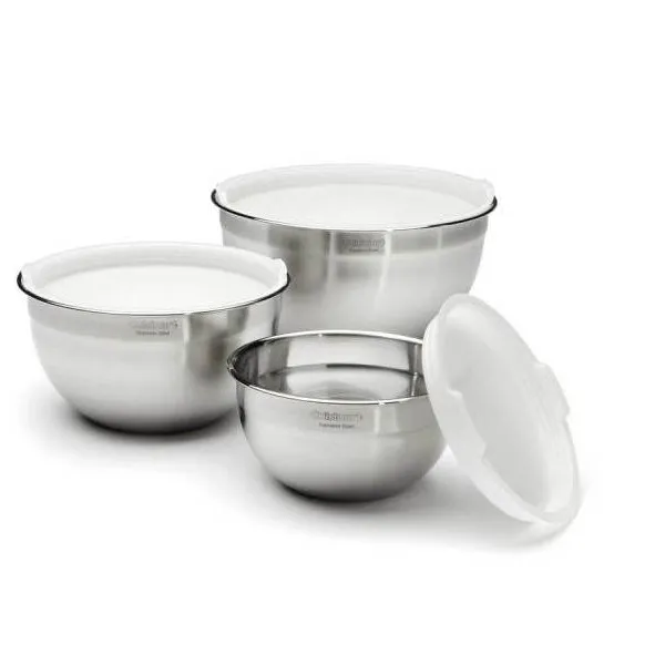 Set of 3 Stainless Steel Mixing Bowls with Lids
