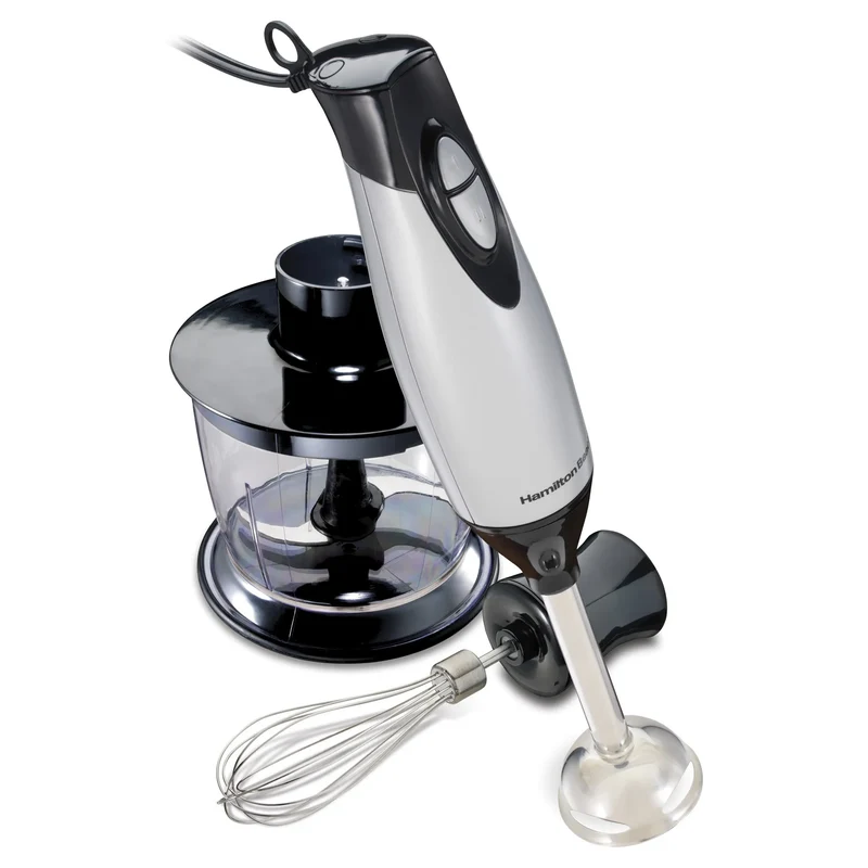 Hand Blender with Whisk and Chopping Bowl - Stainless Steel