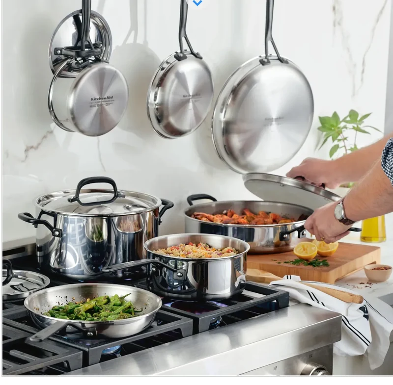 11-piece 5-ply Clad Stainless Steel Cookware Set- Silver