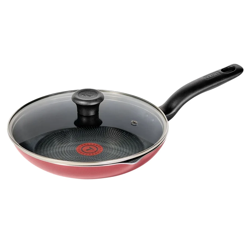 Nonstick Fry Pan with Lid - Red