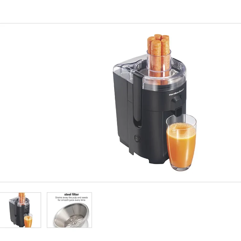 Compact Juice Extractor - 400W Juicer Machine - Black