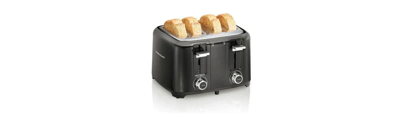 4 Slice Toaster 24217: Black Double Toaster, 1300W, Multifunction, Spot Clean, Plastic, 1-Year Warranty