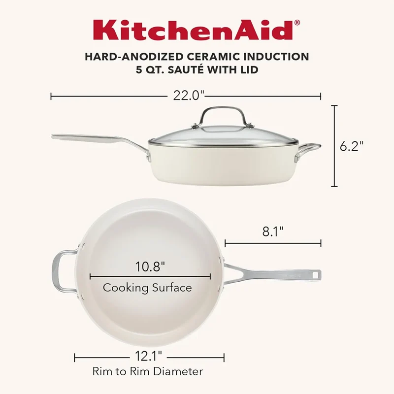 Hard-Anodized Ceramic Induction Nonstick Saute Pan - Porcelain