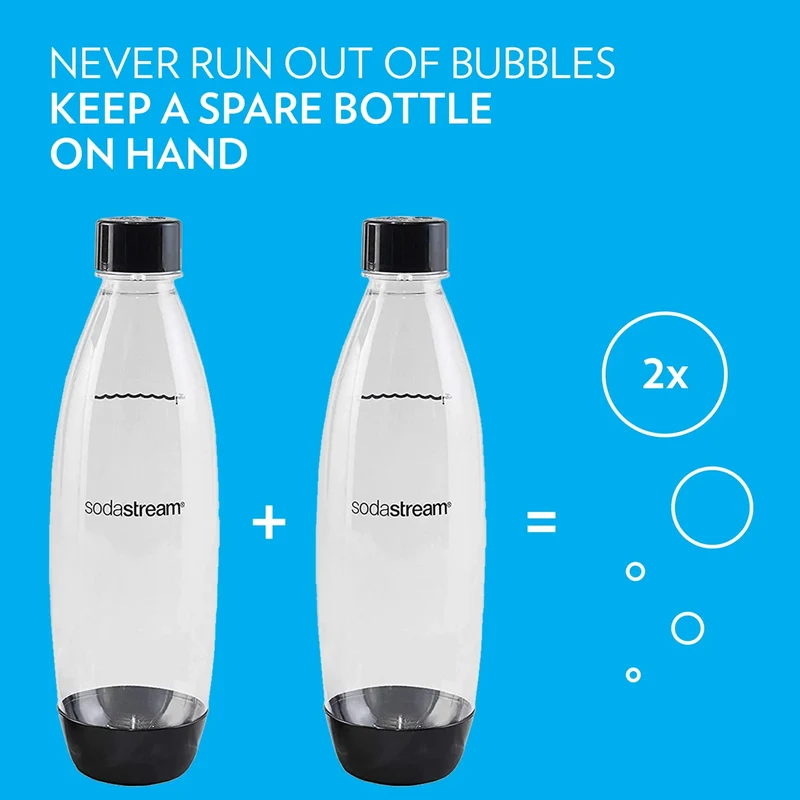 Carbonating Bottle - 1L - 2 Pack - Black