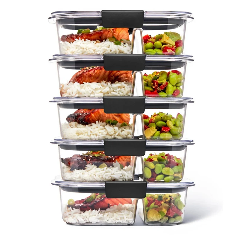 2-Compartment Meal Prep Containers - 5 Pack