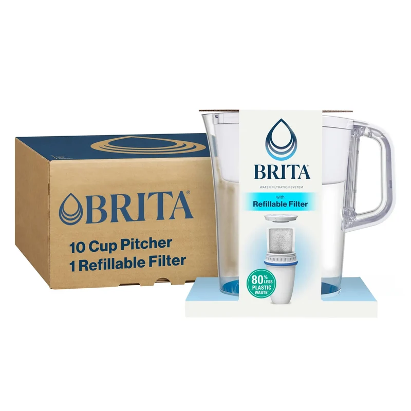 Brita 10-Cup Tahoe Water Pitcher Dispenser With Refillable Water Filter