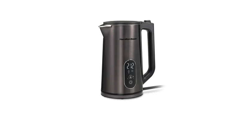1.7Liter DoubleWall Dig SS Kettle 40851: Electric Water & Tea Heater, 1.7L, Stainless Steel, 1500W, Black
