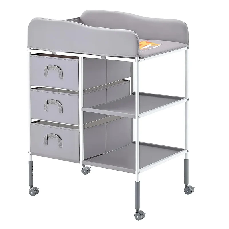 Adjustable Height Baby Changing Table - Gray