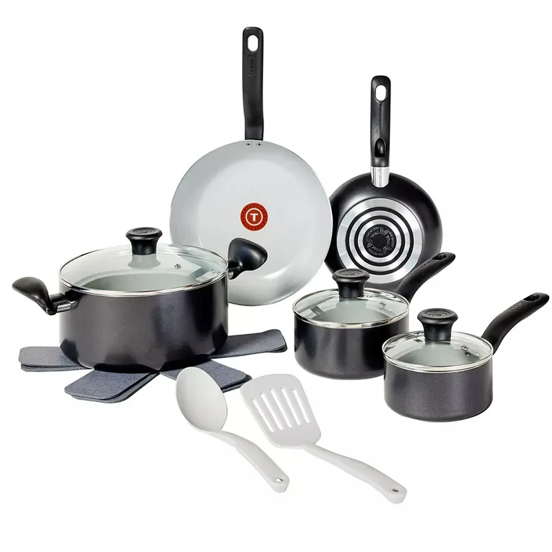 12pc Simply Cook Ceramic Cookware Set - Black