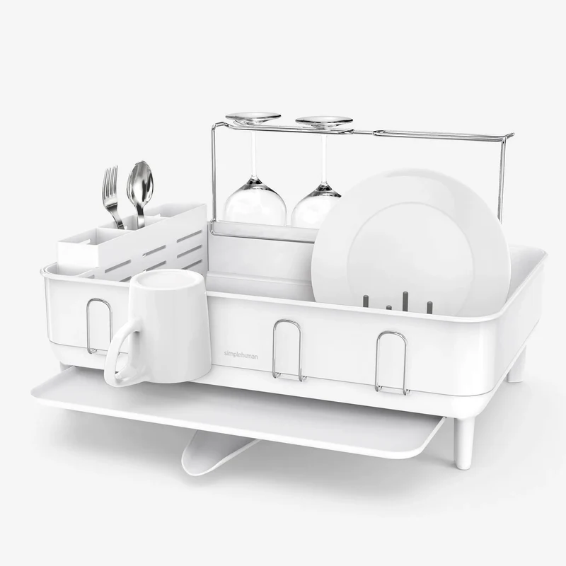 Kitchen Dish Drying Rack with Swivel Spout Stainless Steel Frame
