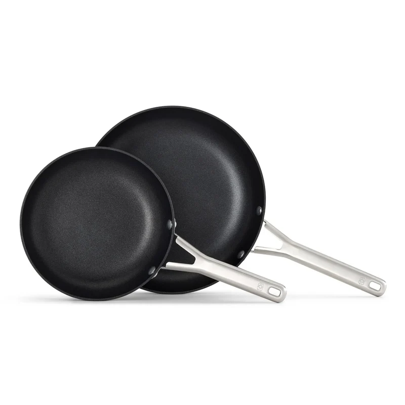 Hard Anodized Aluminum Nonstick Fry Pan Set - Black
