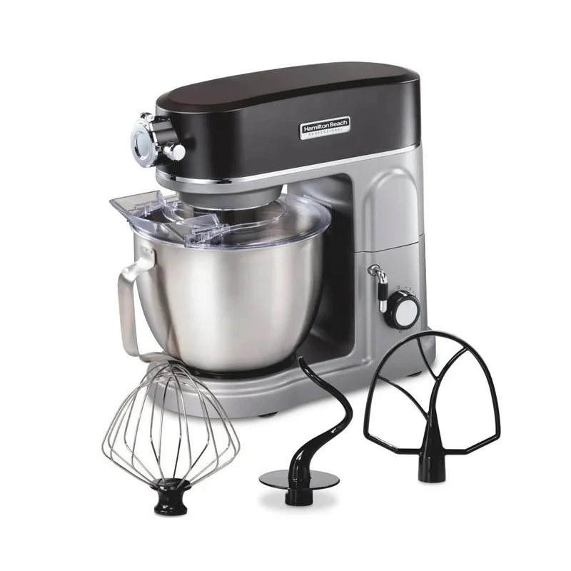 Beach Pro Stand Mixer w/Hub 63240: 12-Speed Silver Kitchen Mixer, 5-Quart Capacity, 450W, Dishwasher-Safe Parts