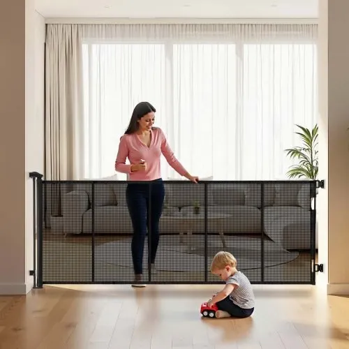 Retractable Baby Gate - Black