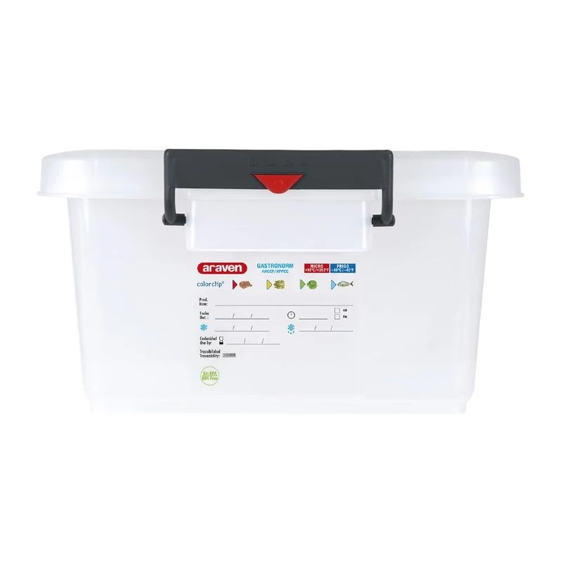 Conteneur alimentaire en polypropylène avec clips de couleur Araven 40L