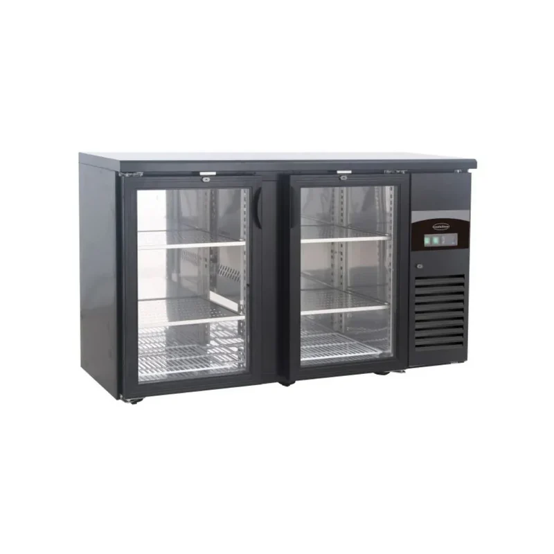Arrière bar noir réfrigéré 2 portes vitrées 350L