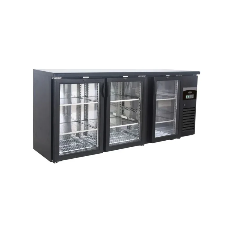 Arrière bar noir réfrigéré 3 portes vitrées 537L