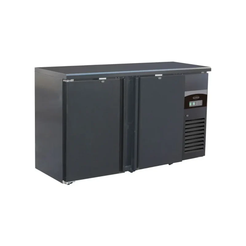 Arrière bar noir réfrigéré 2 portes pleines 350L