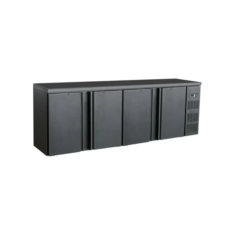 Arrière bar noir réfrigéré 4 portes pleines 698L
