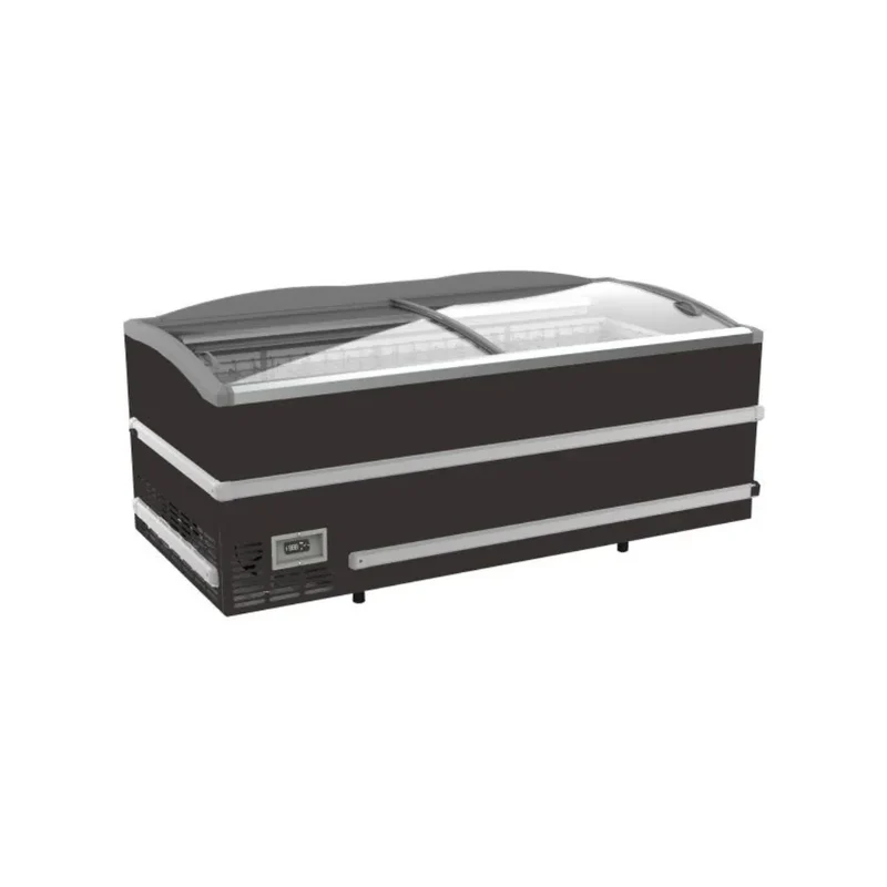 Congélateur bahut noir pour supermarché - 2 portes coulissantes vitrées 988L