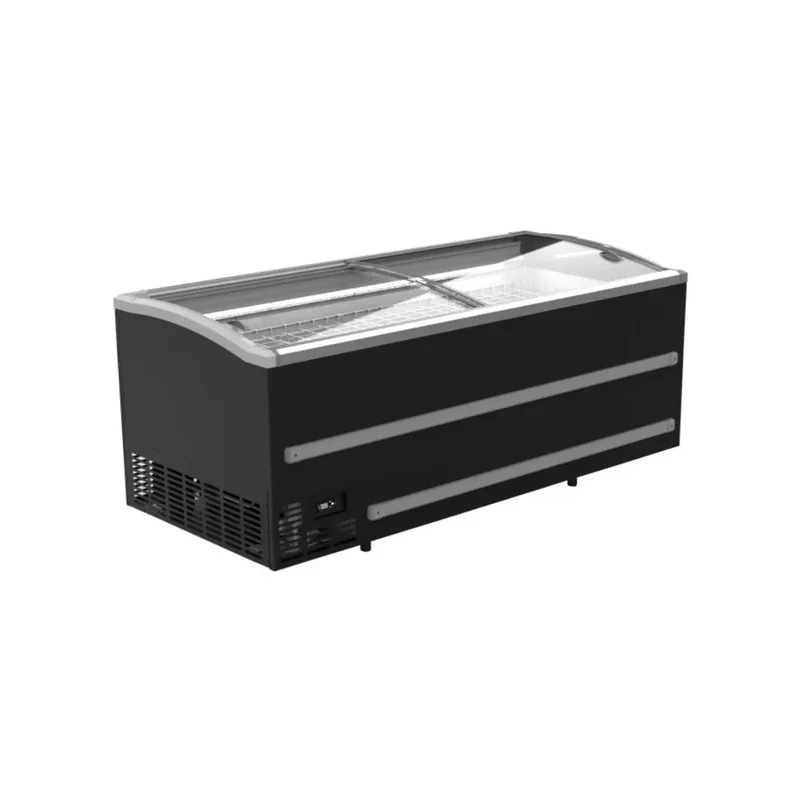 Congélateur bahut noir pour supermarché - 2 portes coulissantes vitrées 1136L