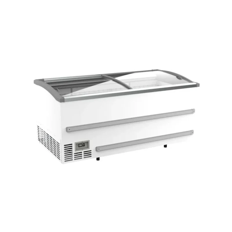 Congélateur bahut blanc pour supermarché - 2 portes coulissantes vitrées 870L