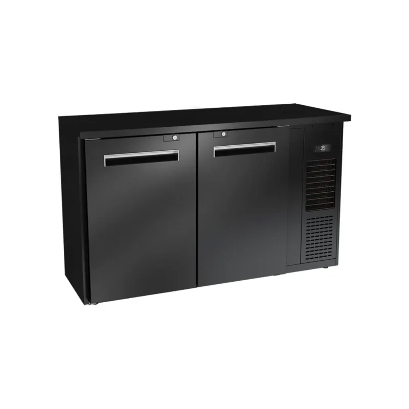 Arrière bar réfrigérée noir 2 portes pleines 264L