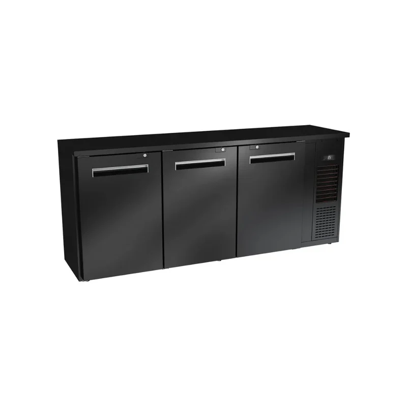 Arrière bar réfrigérée noir 3 portes pleines 413L