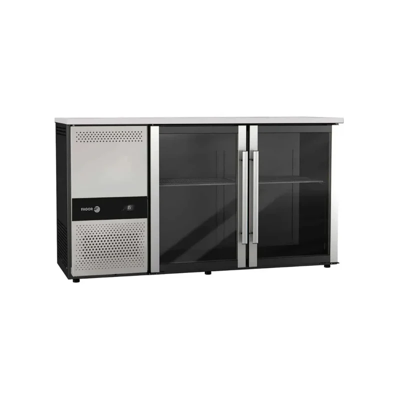 Arrière bar réfrigérée noir 2 portes vitrées 264L