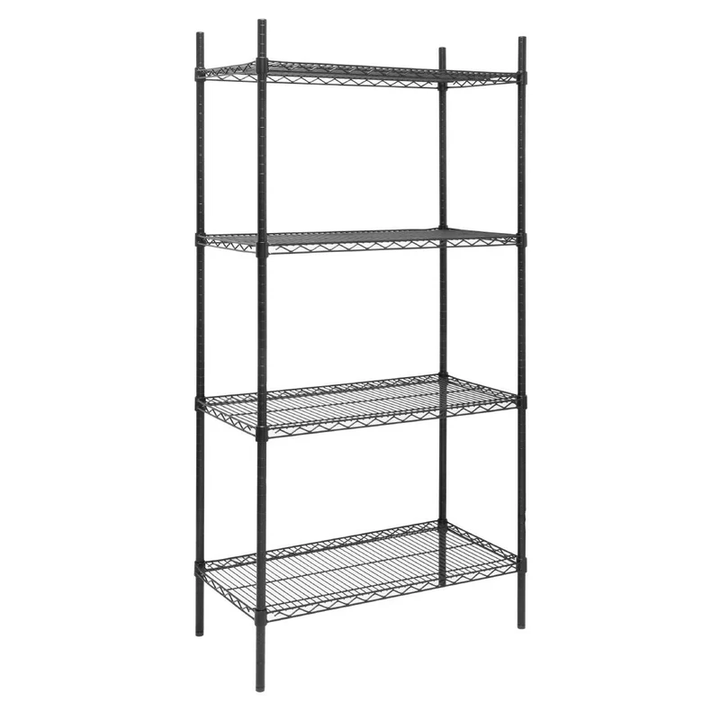 Rayonnage 4 niveaux revêtement époxy noir Nisbets Essentials 1830x910x460mm