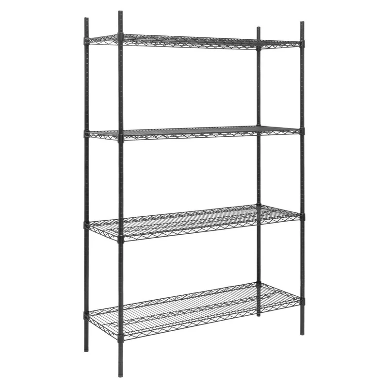 Rayonnage 4 niveaux revêtement époxy noir Nisbets Essentials 1830x1220x460mm
