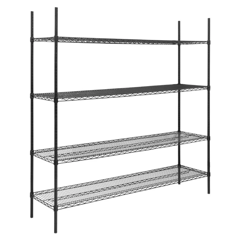 Rayonnage 4 niveaux revêtement époxy noir Nisbets Essentials 1830x1820x460mm