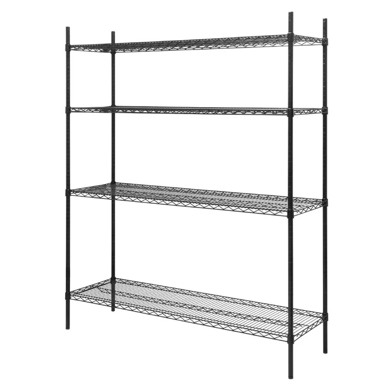 Rayonnage 4 niveaux revêtement époxy noir Nisbets Essentials 1830x1510x460mm